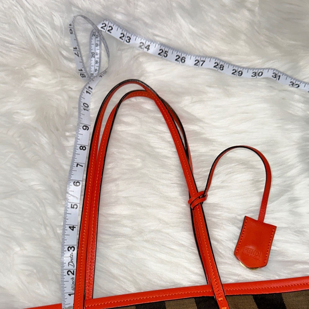 Fendi Women's Striped Tote Bag - orange and Brown - Picture 14 of 16